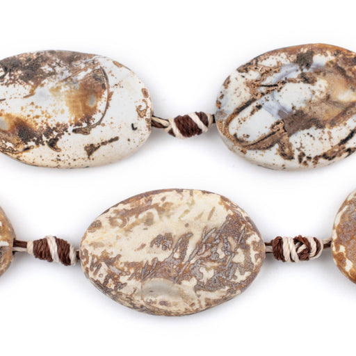 Sandstone Agate Flat Medallion Beads (29x19mm) - The Bead Chest