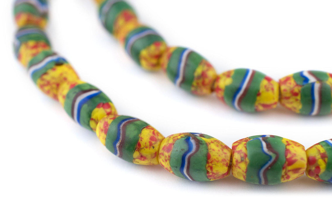 Antique Venetian Green Stripe Trade Beads - The Bead Chest