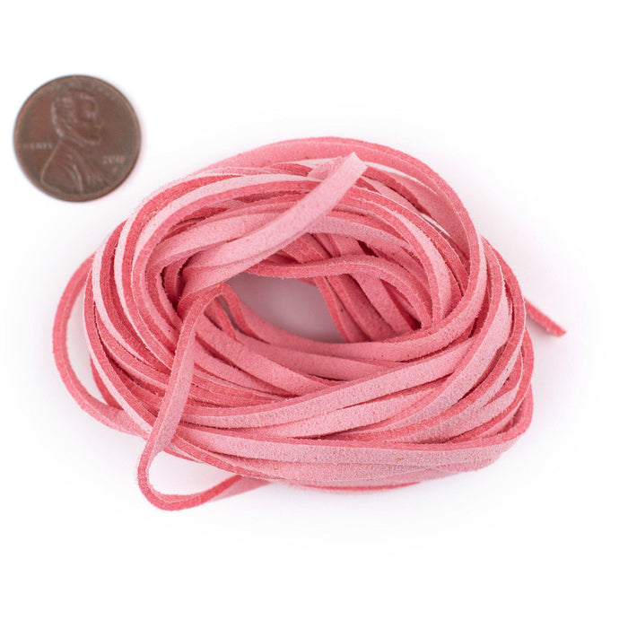 3mm Flat Pink Faux Suede Cord (15ft)