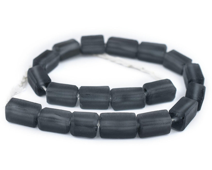 Charcoal Grey Rectangular Java Recycled Glass Beads (20x12mm) — The ...
