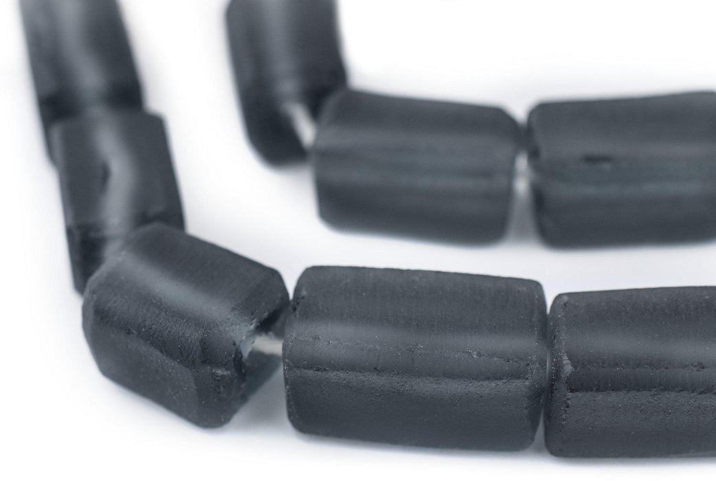 Charcoal Grey Rectangular Java Recycled Glass Beads (20x12mm) — The ...