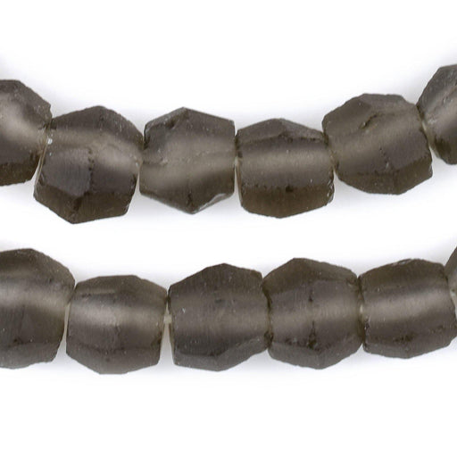 Groundhog Grey Faceted Bicone Java Recycled Glass Beads (12mm)