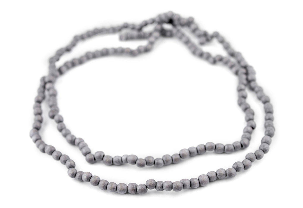 Grey Round Natural Wood Beads (5mm) - The Bead Chest