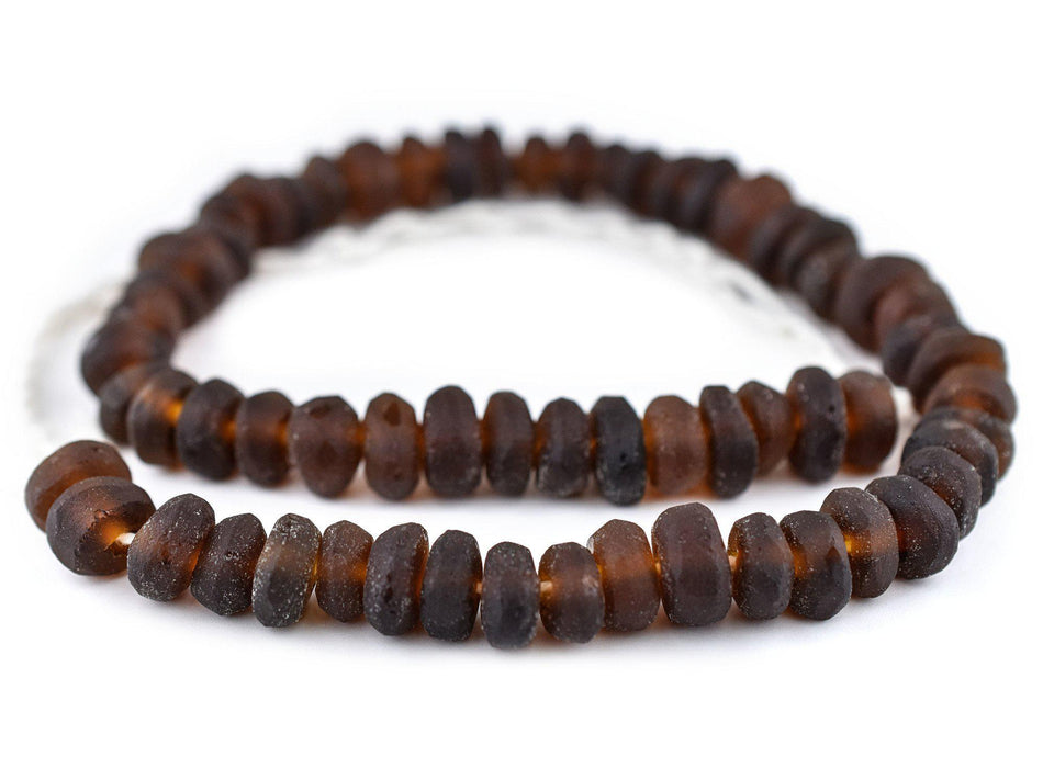 Brown Rondelle Java Recycled Glass Beads (6x10mm) - The Bead Chest
