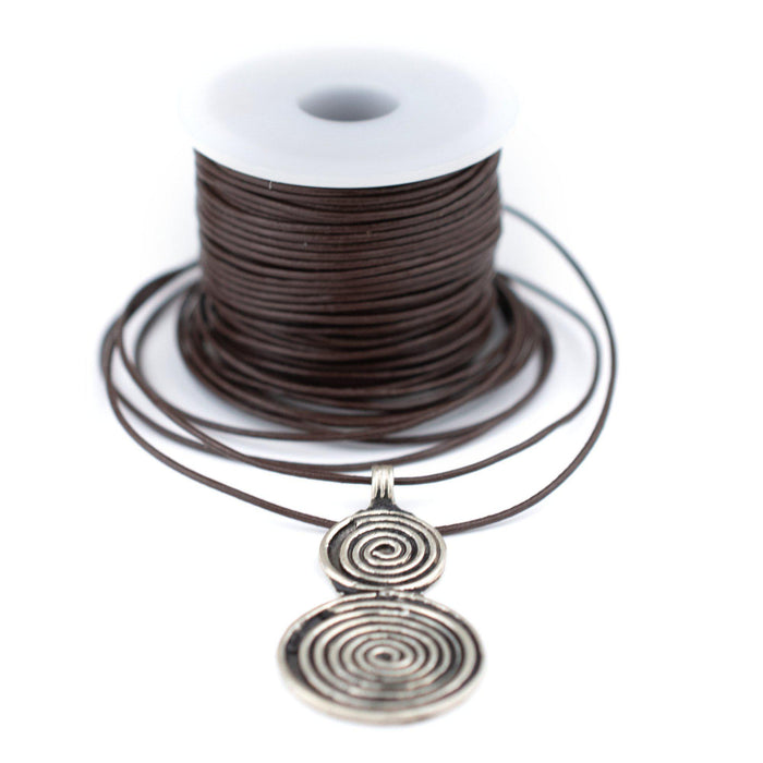 0.8mm Dark Brown Round Leather Cord (75ft) - The Bead Chest