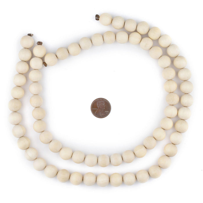 Cream Unwaxed Natural Wood Beads (12mm) - The Bead Chest
