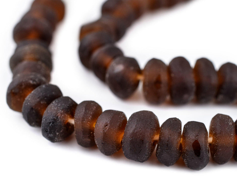 Brown Rondelle Java Recycled Glass Beads (6x10mm) - The Bead Chest