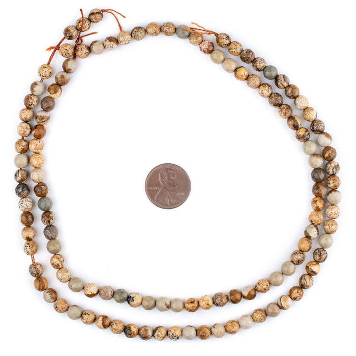 Faceted Round Picture Jasper Beads (6mm) - The Bead Chest