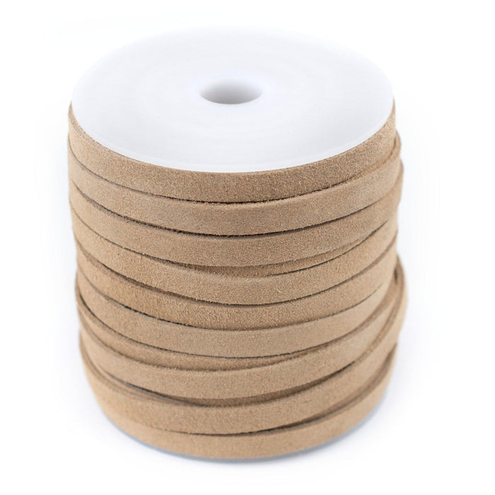 6.0mm Beige Flat Suede Leather Cord (75ft) - The Bead Chest
