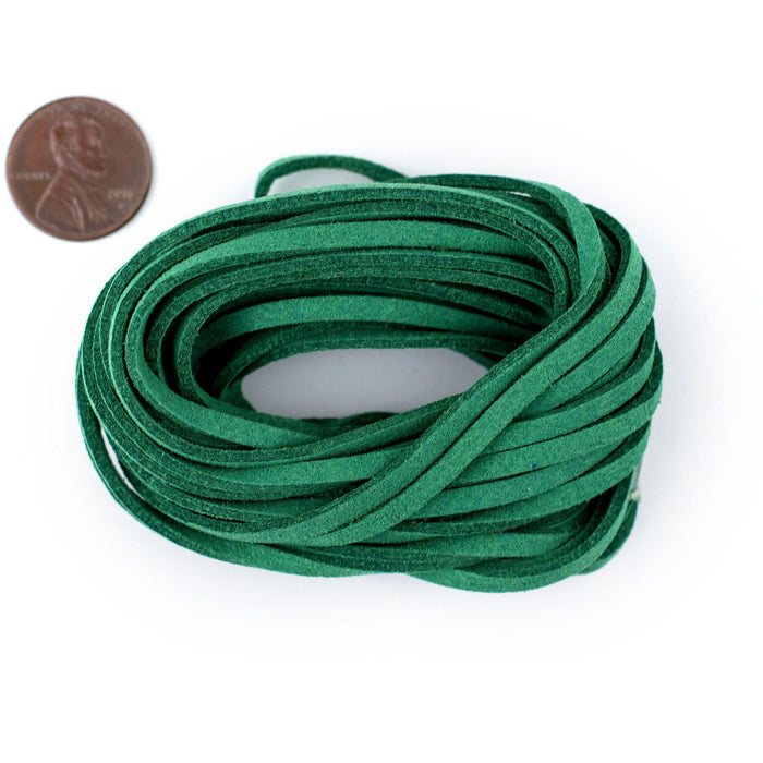 3mm Flat Green Faux Suede Cord (15ft) - The Bead Chest