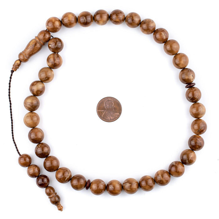 Brown Round Wooden Arabian Prayer Beads (12mm) - The Bead Chest