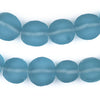 Light Blue Flat Circular Java Recycled Glass Beads (15mm)