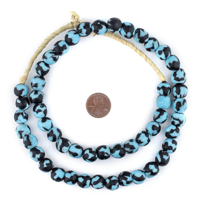 Black & Blue Fused Recycled Glass Beads (11mm) - The Bead Chest
