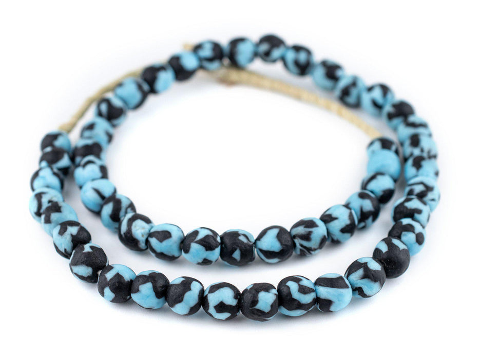 Black & Blue Fused Recycled Glass Beads (11mm) - The Bead Chest
