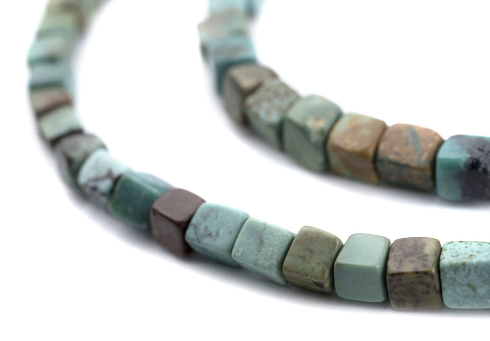 Earthy Green Turquoise Cube Beads (4mm) - The Bead Chest