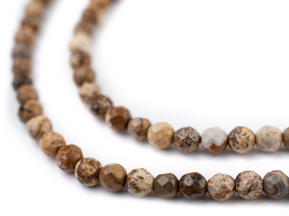 Faceted Round Picture Jasper Beads (4mm) - The Bead Chest
