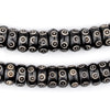 Black Carved Eye Disk Bone Mala Beads (12mm)