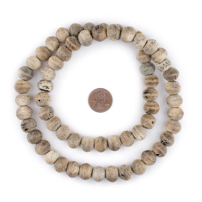 Round Grey Himalayan Bone Beads (12mm) - The Bead Chest