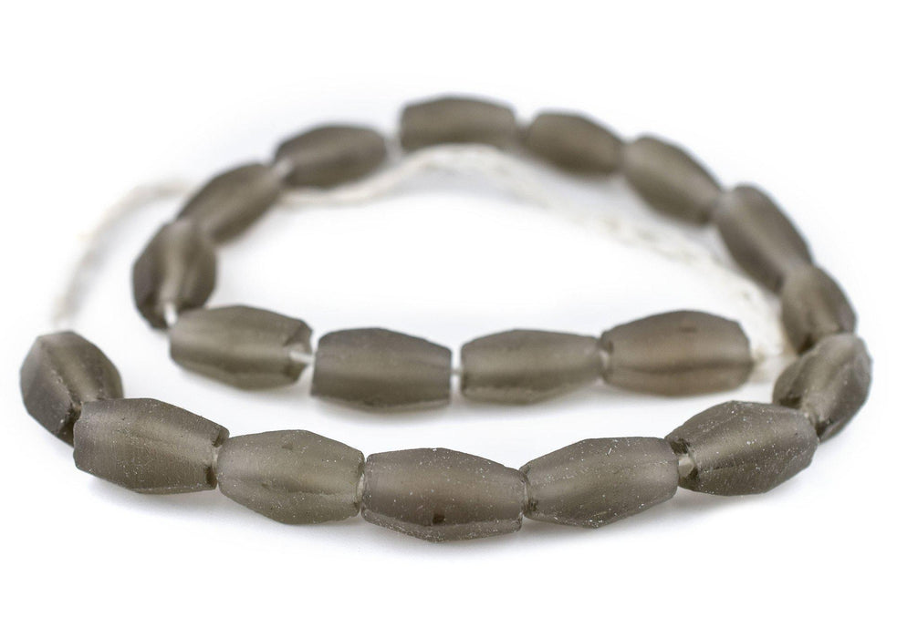 Groundhog Grey Faceted Cylinder Java Recycled Glass Beads (20x12mm) - The Bead Chest
