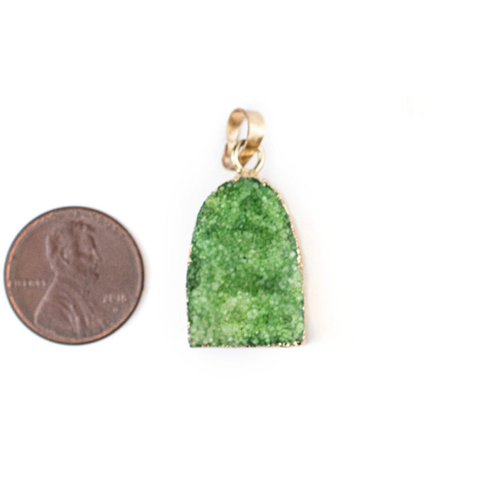 Green 24k Gold Druzy Agate Pendant - The Bead Chest
