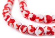 Red & White Fused Recycled Glass Beads (9mm) - The Bead Chest