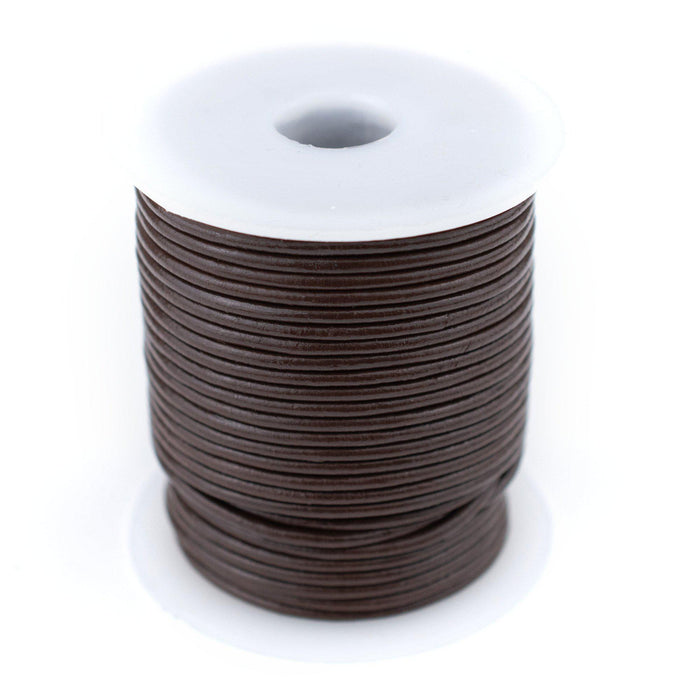 2.0mm Dark Brown Round Leather Cord (75ft) - The Bead Chest