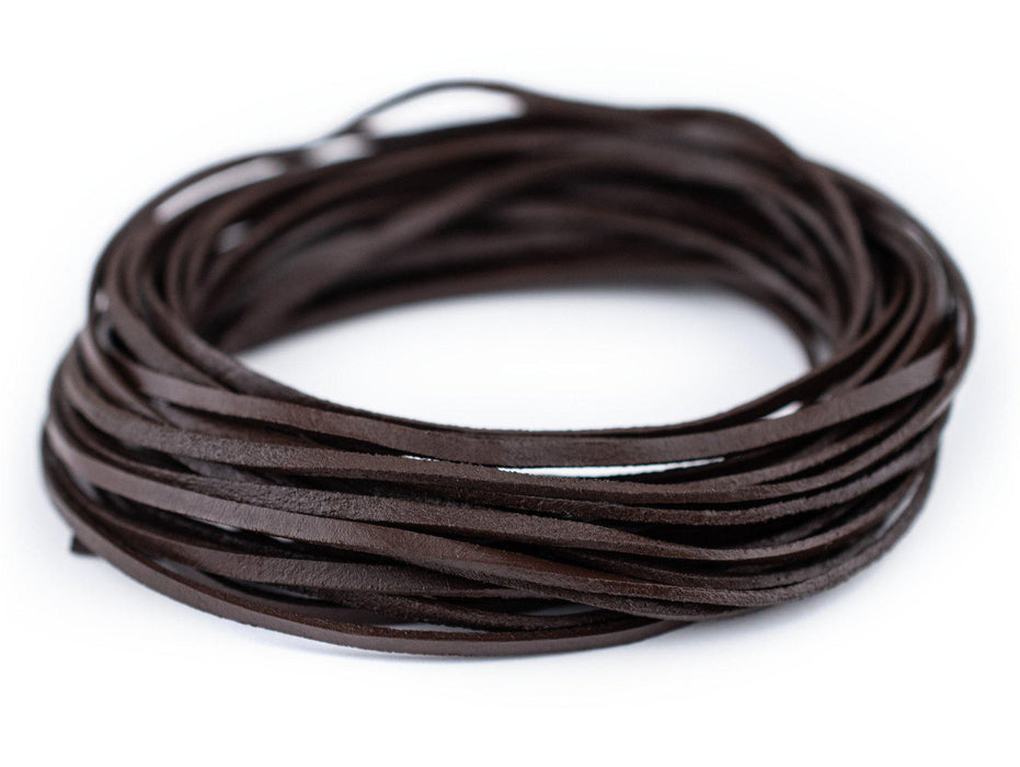 2.0mm Dark Brown Flat Leather Cord (15ft) - The Bead Chest