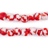 Red & White Fused Recycled Glass Beads (9mm)