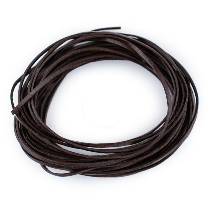 1.5mm Dark Brown Flat Leather Cord (15ft) - The Bead Chest