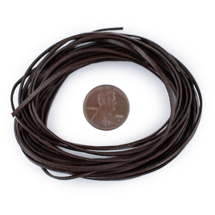 1.5mm Dark Brown Flat Leather Cord (15ft) - The Bead Chest
