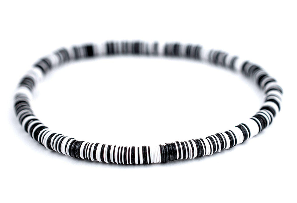 Black & White African Vinyl Stretch Bracelet - The Bead Chest