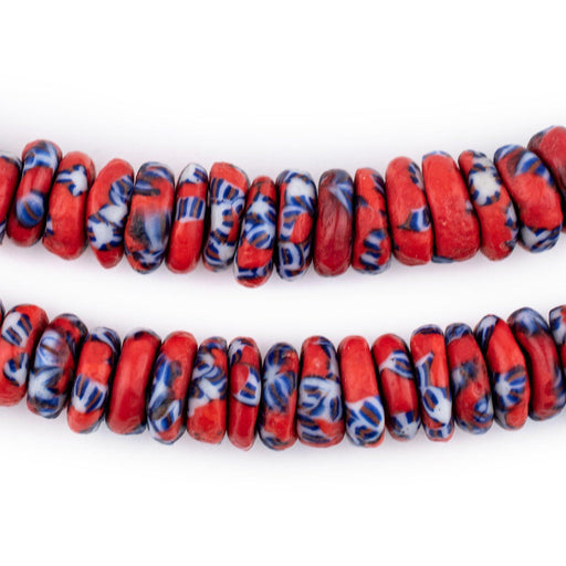 Coral Fused Rondelle Recycled Glass Beads (11mm) - The Bead Chest
