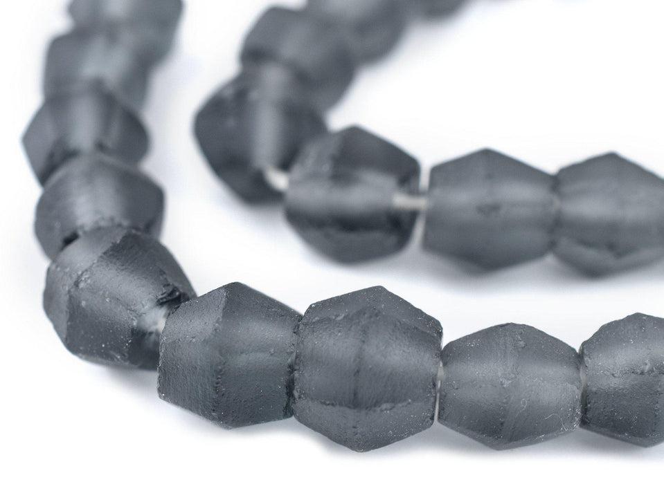 Charcoal Grey Faceted Bicone Java Recycled Glass Beads (12mm) - The Bead Chest