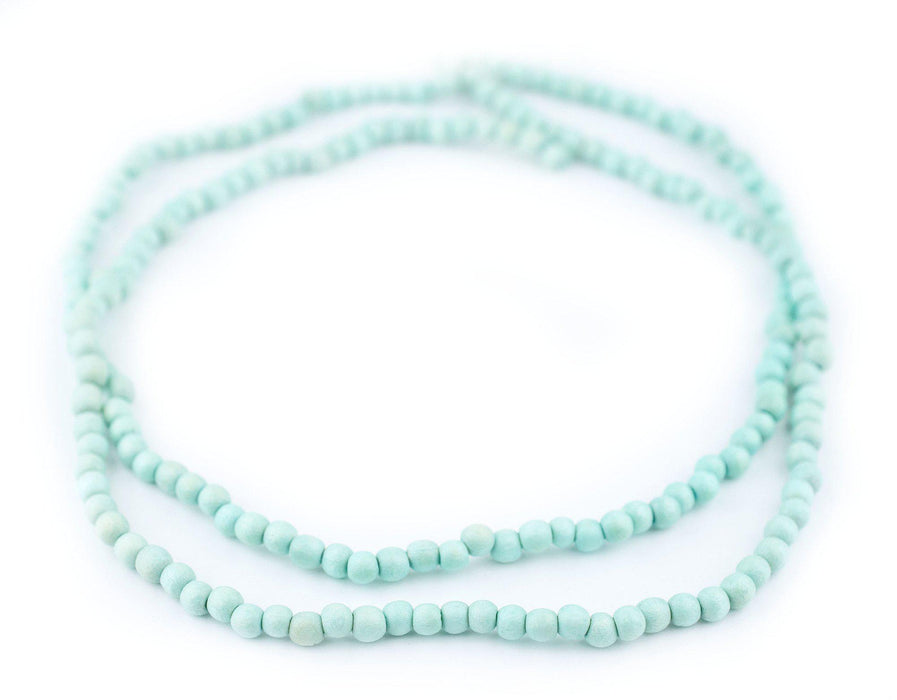 Mint Green Round Natural Wood Beads (5mm) - The Bead Chest
