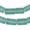 Green Aqua Rectangular Java Recycled Glass Beads (20x12mm)