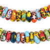 Bright Medley Fused Rondelle Recycled Glass Beads (14mm)