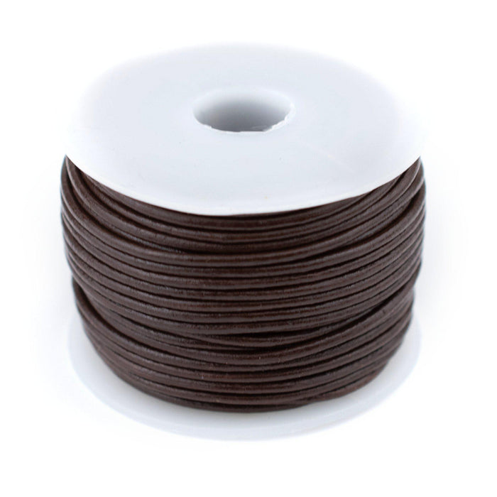 1.5mm Dark Brown Round Leather Cord (75ft) - The Bead Chest