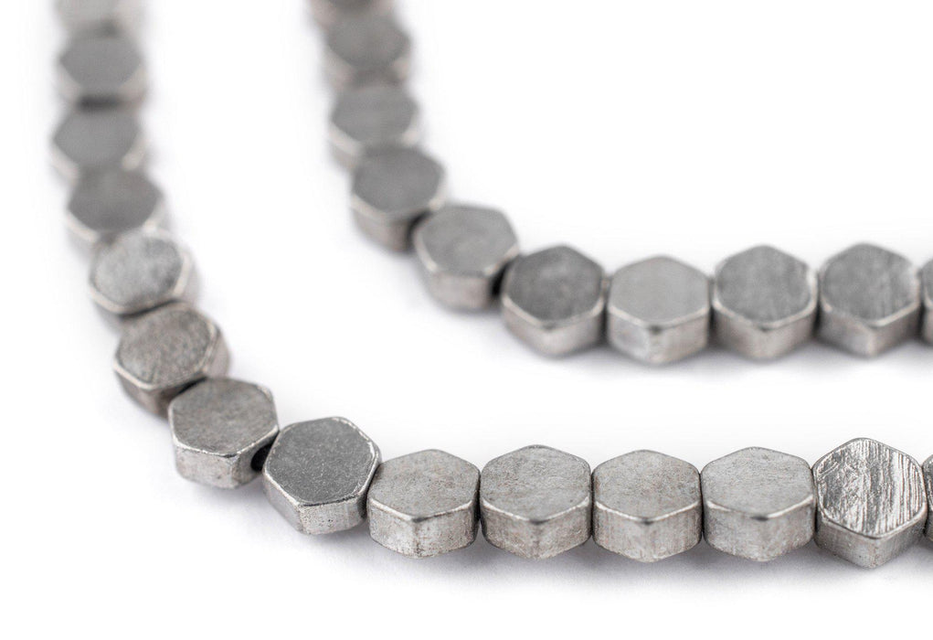 Hexagonal Silver Beads (6mm) - The Bead Chest