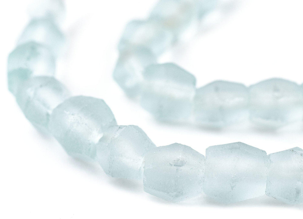 Clear Aqua Faceted Bicone Java Recycled Glass Beads (12mm) - The Bead Chest