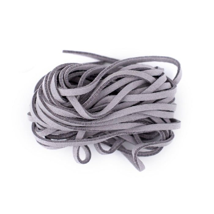 3mm Flat Light Grey Faux Suede Cord (15ft) - The Bead Chest