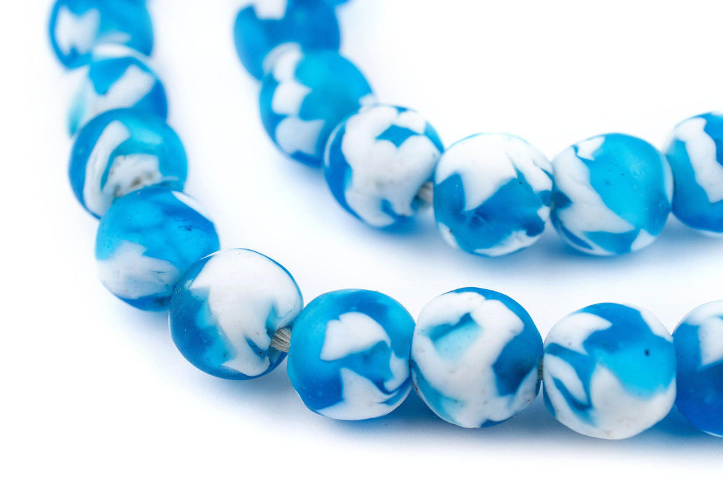 Sky Blue Fused Recycled Glass Beads (14mm) - The Bead Chest