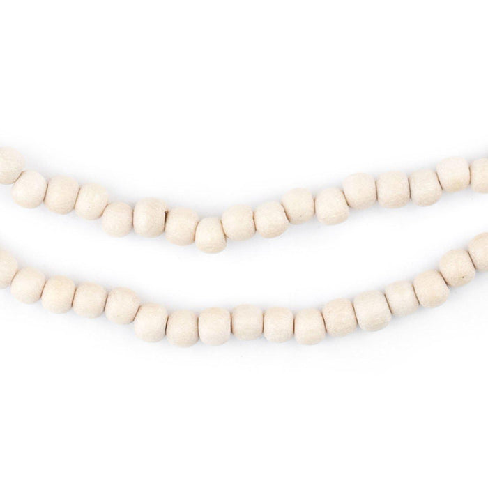 5 Strands Of 5mm Natural White Coconut Rondelle Beads For Jewelry Making - 16 Beads Per Strand