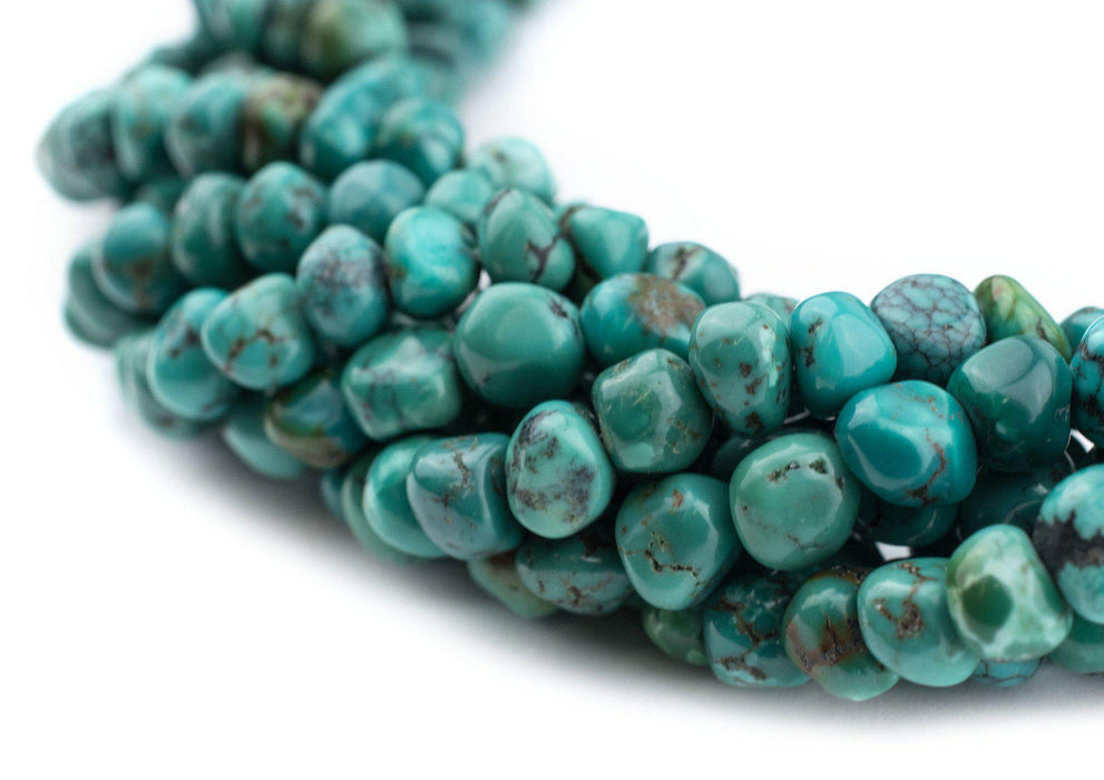 Aqua Rounded Turquoise Nugget Beads (6mm) - The Bead Chest