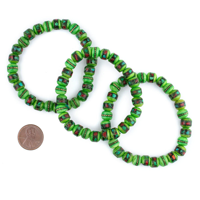 Lime Green Nepal Mala Bracelet - The Bead Chest