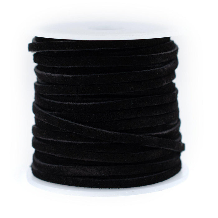 3.0mm Black Flat Suede Leather Cord (75ft) - The Bead Chest