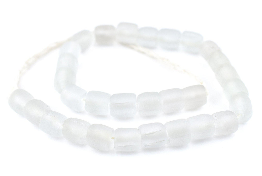 Clear Cylindrical Java Recycled Glass Beads (12mm) - The Bead Chest
