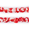 Red & White Fused Recycled Glass Beads (11mm)