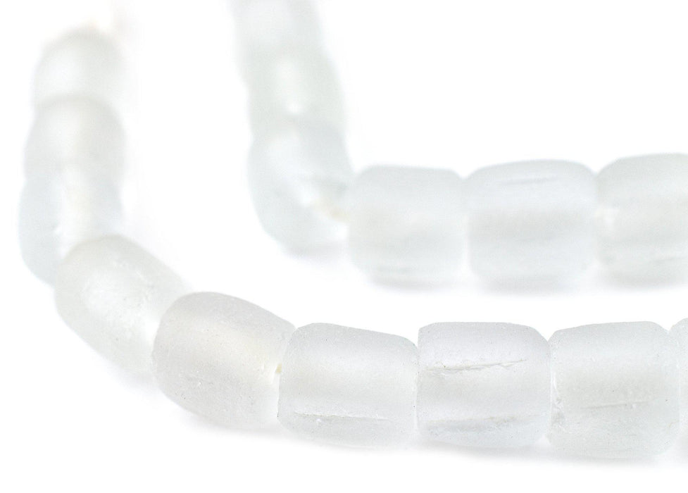 Clear Cylindrical Java Recycled Glass Beads (12mm) - The Bead Chest