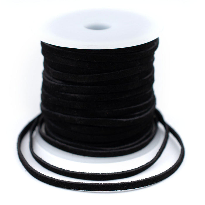 3.0mm Black Flat Suede Leather Cord (75ft) - The Bead Chest