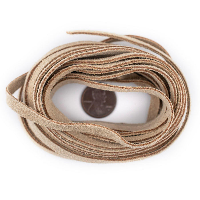 5.0mm Beige Flat Suede Leather Cord (15ft) - The Bead Chest